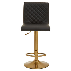 Dark Grey, Black, White And Gold Bar Stool With Round Base