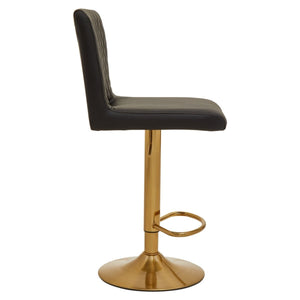 Dark Grey, Black, White And Gold Bar Stool With Round Base