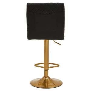 Dark Grey, Black, White And Gold Bar Stool With Round Base