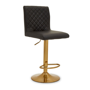 Dark Grey, Black, White And Gold Bar Stool With Round Base