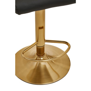 Dark Grey, Black, White And Gold Bar Stool With Round Base