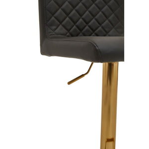 Dark Grey, Black, White And Gold Bar Stool With Round Base