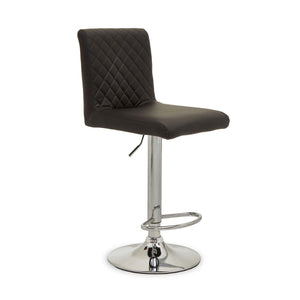 Dark Grey, Black, White Chrome Bar Stool With Round Base