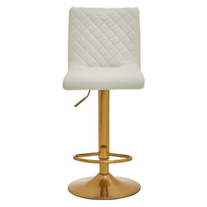 Dark Grey, Black, White And Gold Bar Stool With Round Base