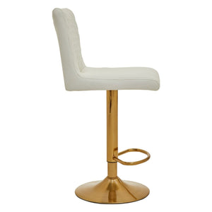 Dark Grey, Black, White And Gold Bar Stool With Round Base