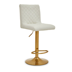 Dark Grey, Black, White And Gold Bar Stool With Round Base