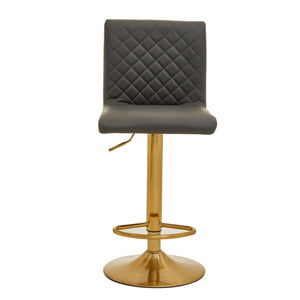 Dark Grey, Black, White And Gold Bar Stool With Round Base