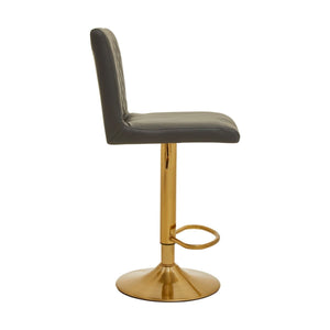 Dark Grey, Black, White And Gold Bar Stool With Round Base