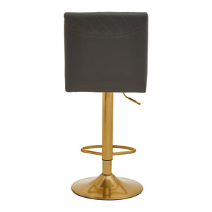 Dark Grey, Black, White And Gold Bar Stool With Round Base