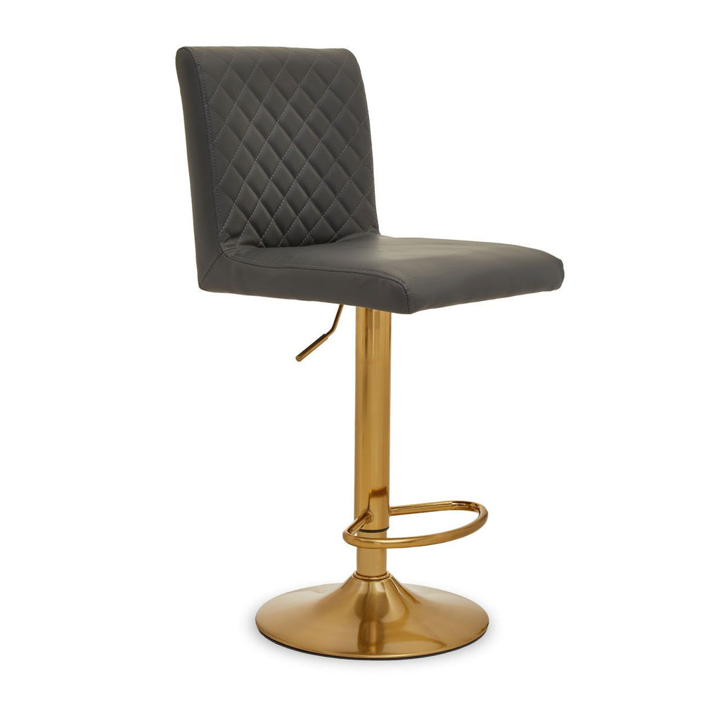 Dark Grey, Black, White And Gold Bar Stool With Round Base