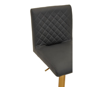 Dark Grey, Black, White And Gold Bar Stool With Round Base