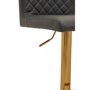 Dark Grey, Black, White And Gold Bar Stool With Round Base