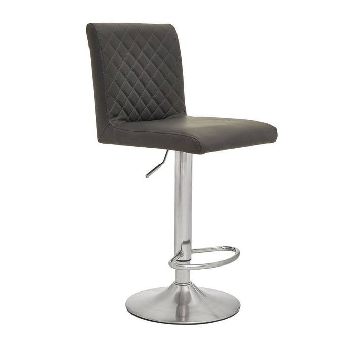 Dark Grey, Black, White Chrome Bar Stool With Round Base