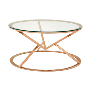 Allure Corseted Round Rose Gold Coffee Table