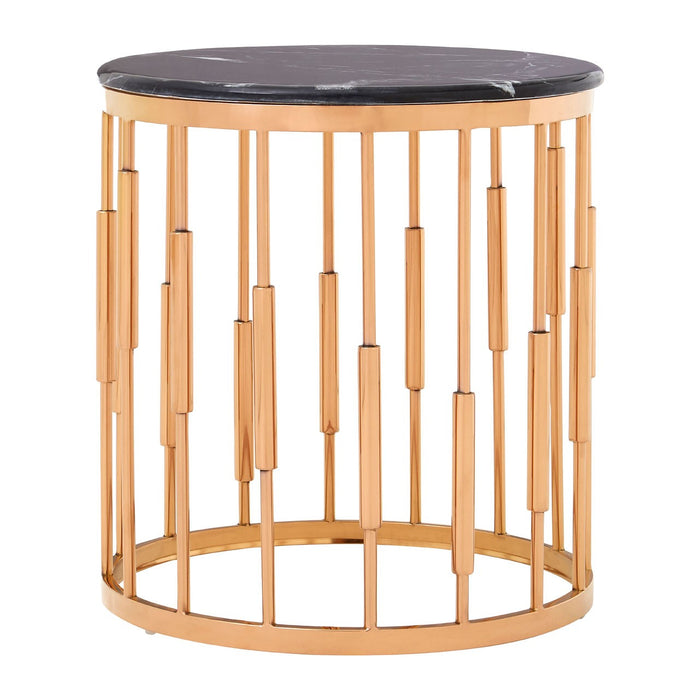 Alvaro Round Copper Finish Side Table