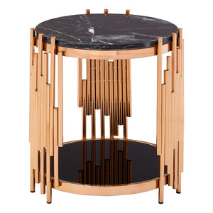 Alvaro Rose Gold / Marble Side Table