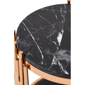 Alvaro Rose Gold / Marble Side Table