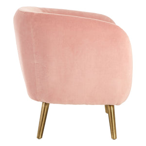 Louxor Pink, Grey Velvet Round Armchairs