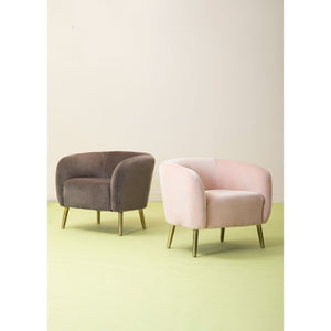 Louxor Pink, Grey Velvet Round Armchairs