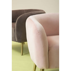 Louxor Pink, Grey Velvet Round Armchairs