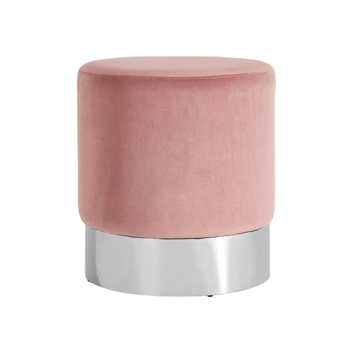 Vogue Pink Velvet Round Stool