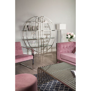 Vogue Pink Velvet Round Stool