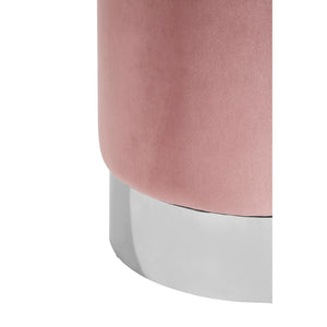 Vogue Pink Velvet Round Stool