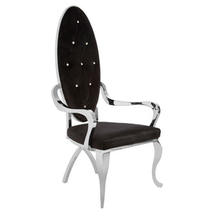 Novara Black Velvet / Silver, Rose Gold Baroque Chair