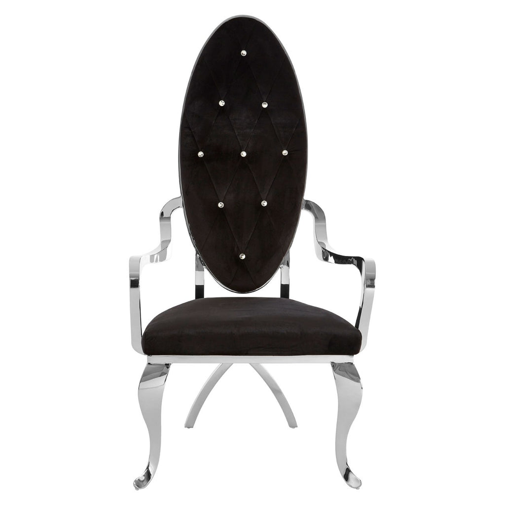 Novara Black Velvet / Silver, Rose Gold Baroque Chair