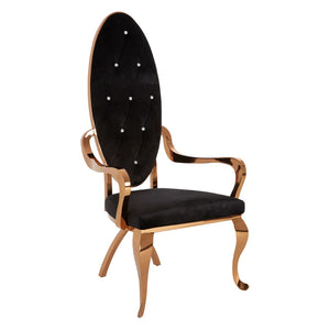 Novara Black Velvet / Silver, Rose Gold Baroque Chair