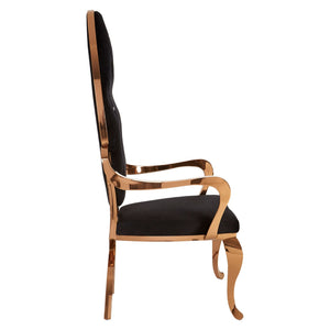 Novara Black Velvet / Silver, Rose Gold Baroque Chair