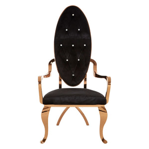 Novara Black Velvet / Silver, Rose Gold Baroque Chair