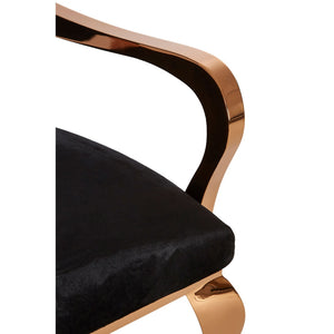 Novara Black Velvet / Silver, Rose Gold Baroque Chair