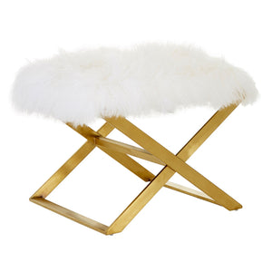 Anafi White Sheepskin Stool