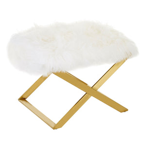 Anafi White Sheepskin Stool