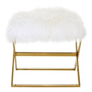 Anafi White Sheepskin Stool