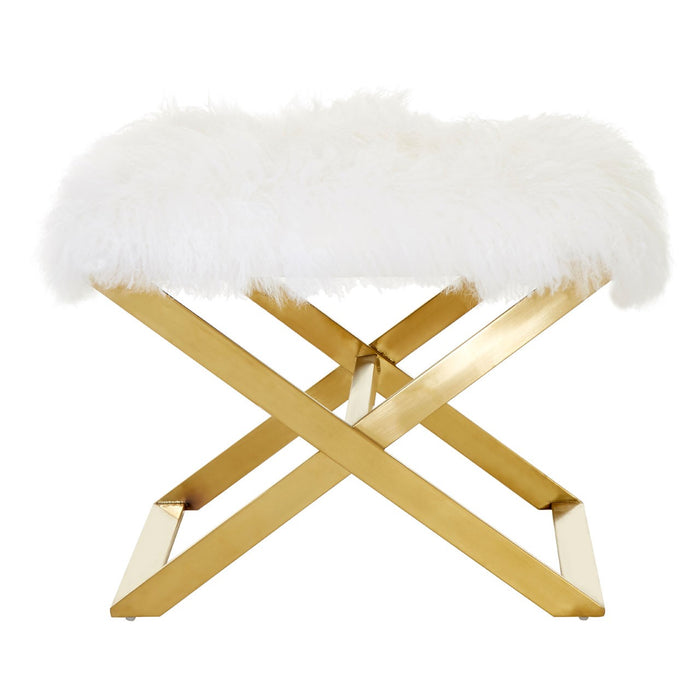 Anafi White Sheepskin Stool