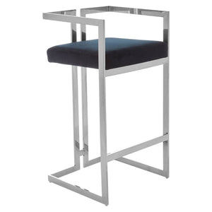 Azalea Blue, Black And Silver Bar Stools