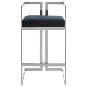 Azalea Blue, Black And Silver Bar Stools