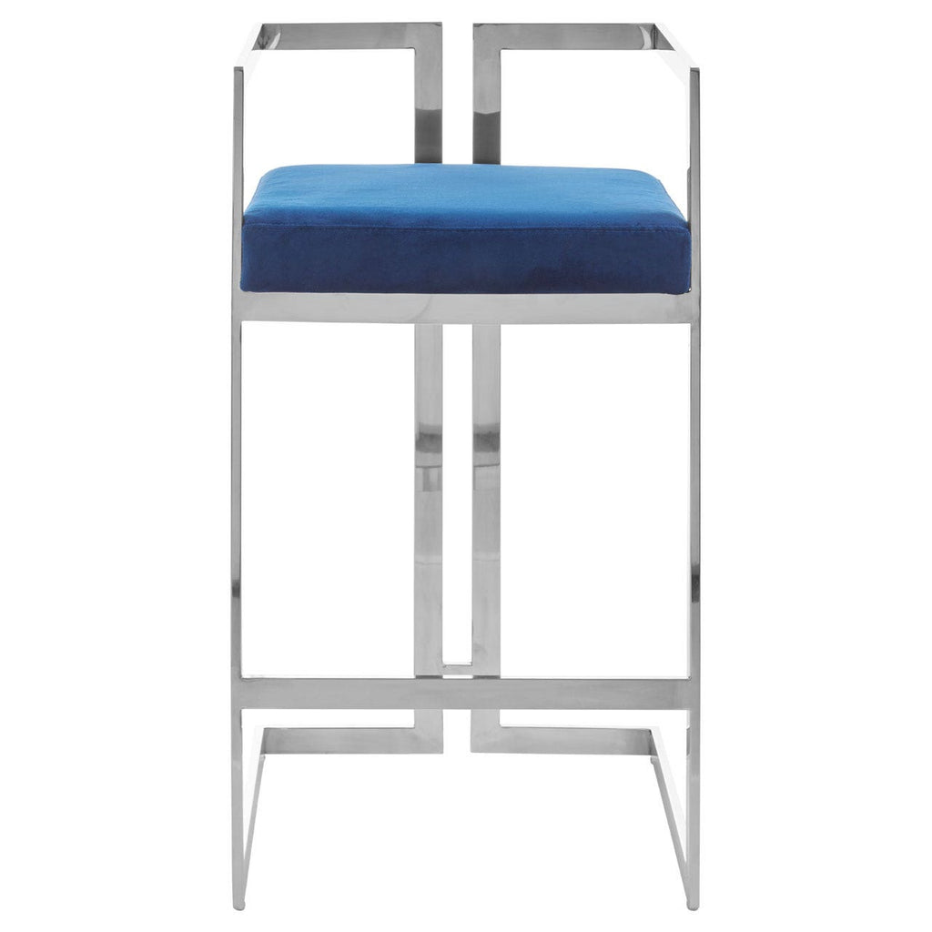 Azalea Blue, Black And Silver Bar Stools