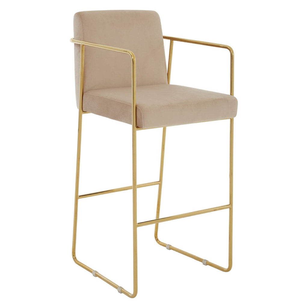 Piermount Mink Velvet & Gold Bar Stool