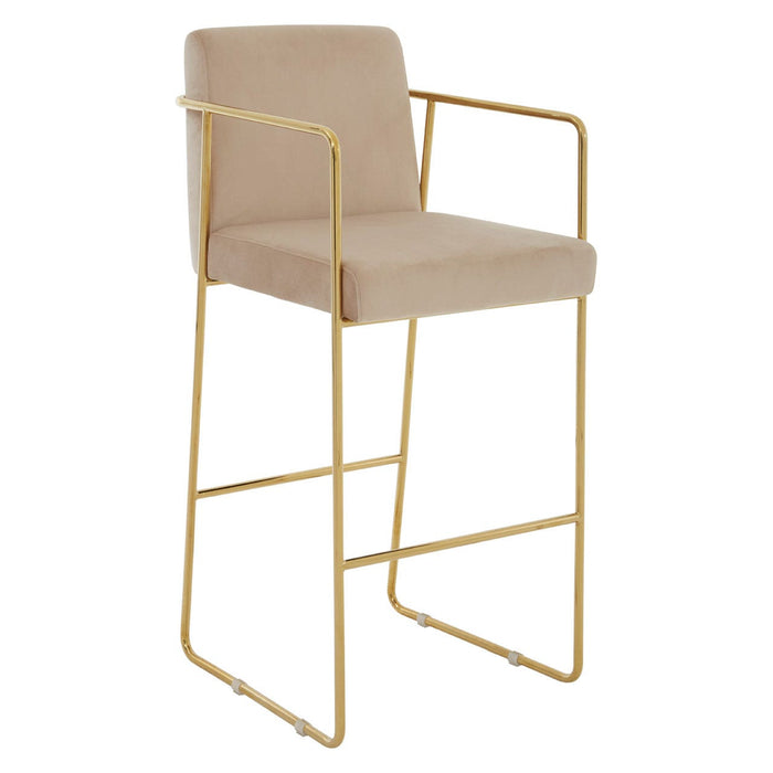 Piermount Mink Velvet & Gold Bar Stool