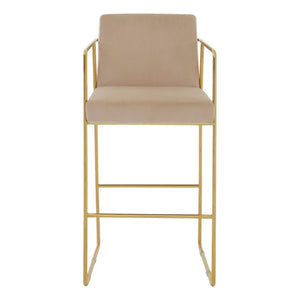 Piermount Mink Velvet & Gold Bar Stool