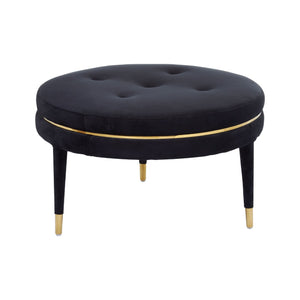 Manhattan Black Velvet Footstool