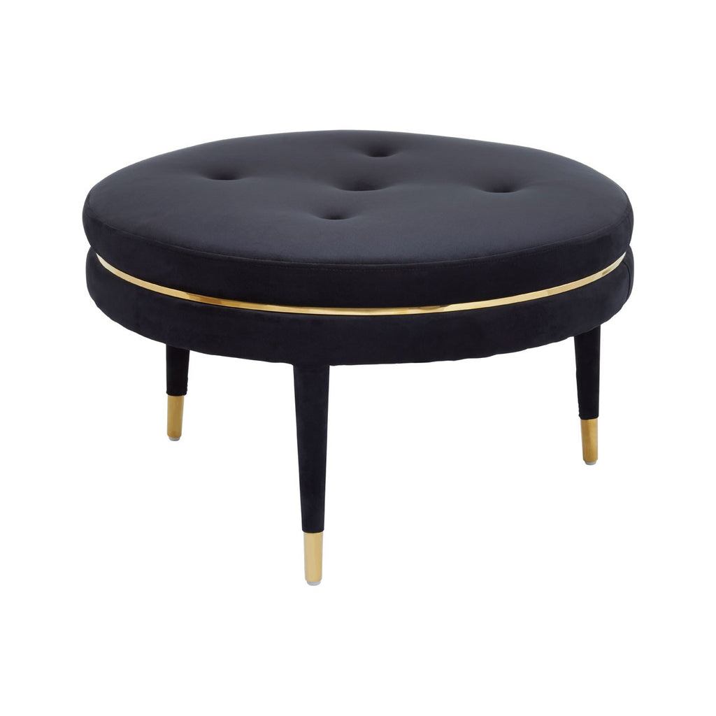 Manhattan Black Velvet Footstool