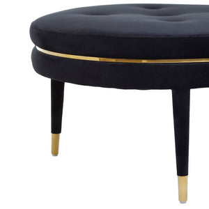 Manhattan Black Velvet Footstool