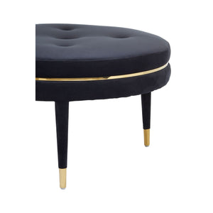 Manhattan Black Velvet Footstool