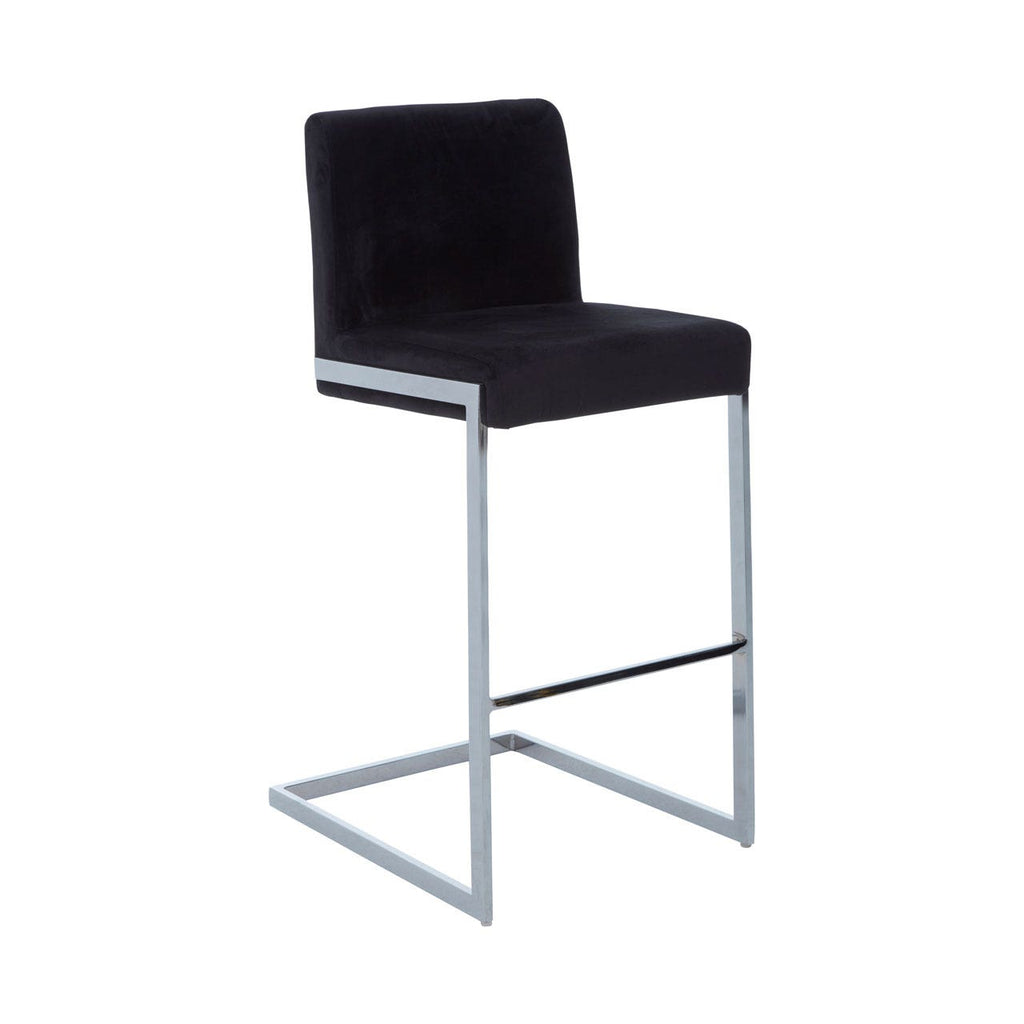 Tamzin Black Velvet Bar Chair With Low Back