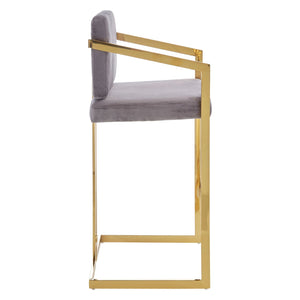 Azalea Grey Velvet Bar Stool