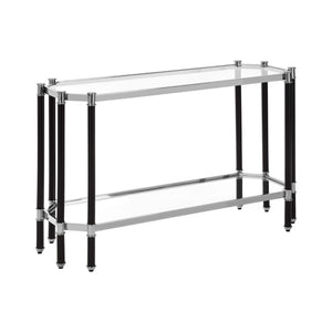 Allesi Champagne Finish, Silver Chrome Console Table